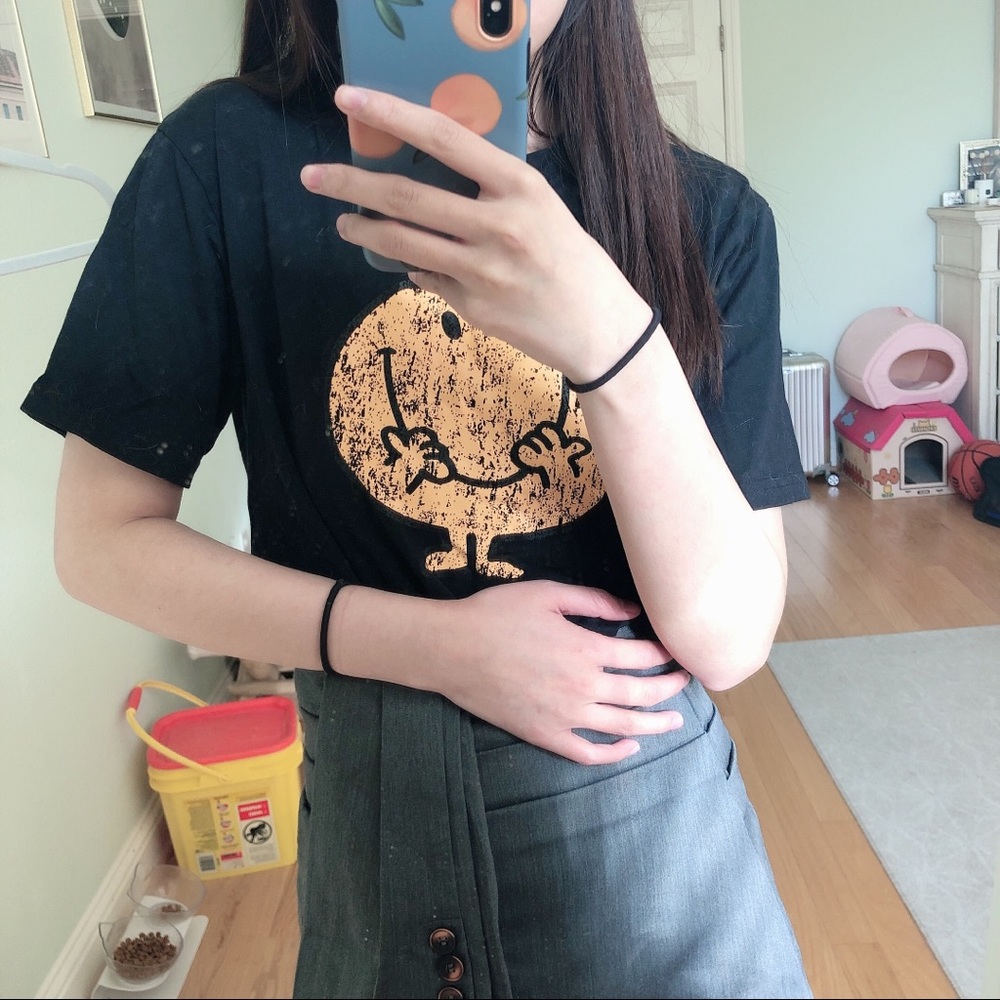 Smiley Face Black T shirt